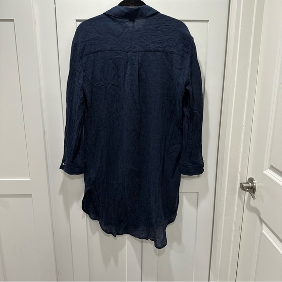 Seafolly Crinkle Twill Beach Shirt - Indigo Size Extra Small - Picture 6 of 7